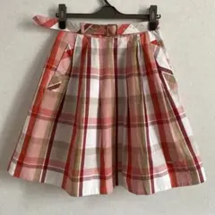 ブルーレーベル クレストブリッジ チェック 麻混 ベルト付 ロゴ入プレート