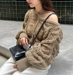 kastane シャーリング透かしニット