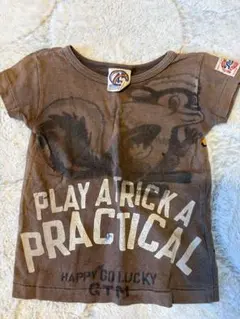 ブラウン Tシャツ プリント入り