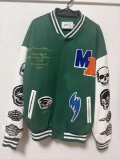 美品】BLACKAIR スカジャン XL グリーン/ホワイト - メルカリ