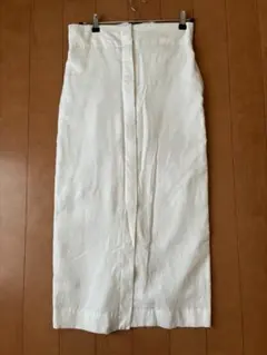 ミラオーウェン　ホワイト タイトスカート 前開きジッパー
