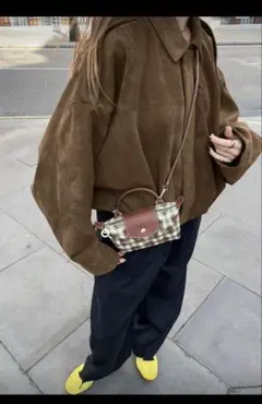 フェイクスエード　ジャケット　ブラウン　レディース