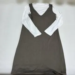 西松屋 マタニティ Mサイズ フェイクジャンスカワンピース 長袖 授乳服