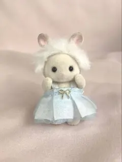 ミニチュアドール　シルバニアファミリー　赤ちゃん　ワンピース　バレエコアブルー