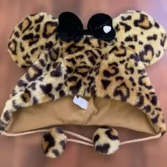 ミニーちゃん　ヒョウ柄　ファンキャップ　ブラウン