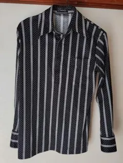 Centuly 長袖シャツ ストライプ ドット柄