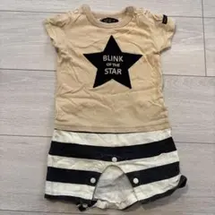 futafuta ブラックストライプロンパース 70