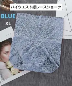 ハイウエスト 総レース ショーツ レディース ブルー グレー新品