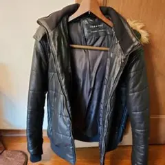 ZARA MAN ブラック ダウンジャケット ファー付き