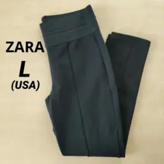 ZARA幅広ウエストレギンスパンツLスパッツ黒ブラックザラ厚地ストレッチスポーツ