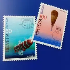 9879 外国切手 スイス 1994年 偉大な発見 深海探査と気球 2V