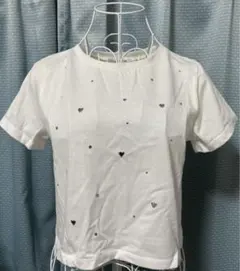 ハート飾り付ホワイトTシャツ Lサイズ