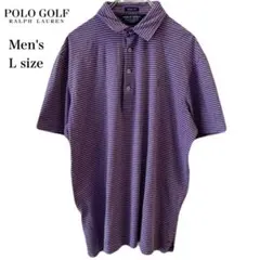 POLO GOLF ポロゴルフ 半袖 ポロシャツ メンズ L パープル ボーダー