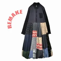 みぽりん様✨ リメイク✳️デニム 小花柄 長袖シャツ バルーンワンピース