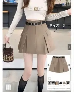 グレイル ベルトインパン裏地付きプリーツカーゴミニスカート[at2168] S