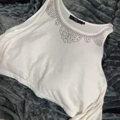 【AZUL by moussy】スタッズ タンクトップ S ホワイト 使用感あり