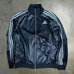 極美品 アディダス とろみ光沢 トラックジャケット レザー調 ラミネート加工