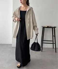 新品未使用・タグ付き】 ディスコート ストライプフードシャツ 