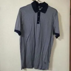 【美品】dunhill ダンヒル 総柄 ポロシャツ Mサイズ コットン ネイビー