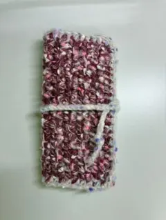 ハンドメイド 編み物 かぎ針ケース 赤