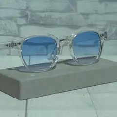 UV400 クリアホワイト グラデーションブルー ボストン/ウェリントン 男女兼