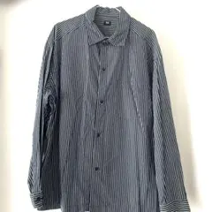 【UNIQLO】メンズ　ストライプ 長袖シャツ L ネイビー