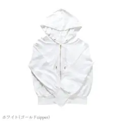 新品未使用 シロノサクラ。 UVパーカーロング丈 ホワイト ゴールドzipperのサムネイル
