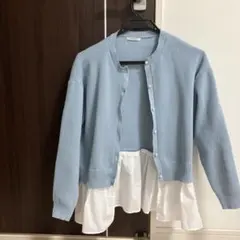 KEYUCAライトブルー ボタン付きカーディガン