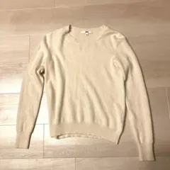 UNIQLO　カシミヤ100％　クルーネック　ニット　セーター　白　ユニクロ