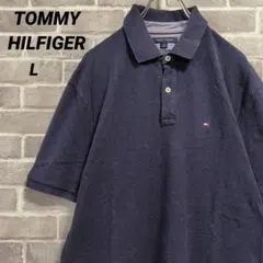 【トミーヒルフィガー】半袖鹿の子ポロシャツ ネイビー US古着