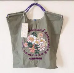 【新品未使用】可愛い 刺繍 トートバッグ 花柄 ショッピングバッグ エコバッグ