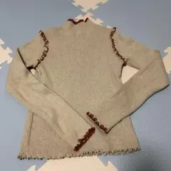 moment+ ハイネック配色メローリブニットプルオーバー ナチュラル