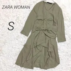 ザラ ZARA ワンピース風カーディガン リネン リボンウエスト 体型カバーのサムネイル