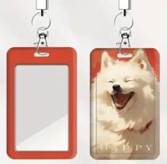 オレンジの犬デザインパスケース　可愛い　お洒落　個性的　カジュアル　新品
