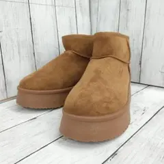 【 Dedes 】デデス 厚底ファーショートブーツ ムートンブーツ ブラウン