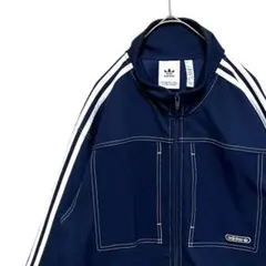 ◉【希少デザイン】美品 adidas ジャージ ワークジャケット 紺 XO 古着