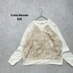【Cutie Blonde】ファー切り替えトップス　ベージュ×アイボリー　M