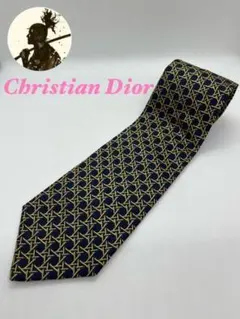Christian Dior ネクタイ　総柄　ゴールドネイビー　結婚式