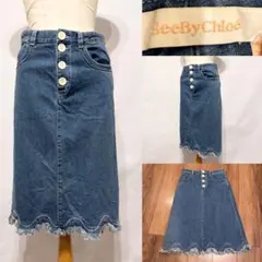SEE BY CHLOE　シーバイクロエ　スカラップ　デニム　スカート36のサムネイル