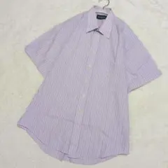【美品/半袖】Stuart Kent ワイシャツ ストライプ L パープル系