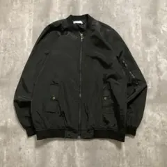 黒 MA-1風 ブルゾン レディースM 薄手 ジップアップライトアウター