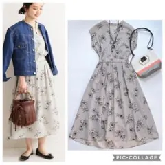 美品☆イエナIENAストライプフラワースキッパーシャツワンピース38 定価約2万