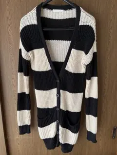 moussyボーダー柄ロングカーディガン