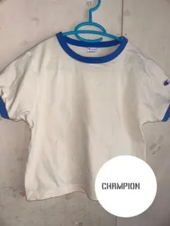 Champion チャンピオン リンガーTシャツ キナリ×ブルー ショート丈