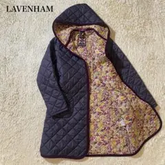 【美品】ラベンハム ロング キルティングジャケット リバティ 紫 英国製 38