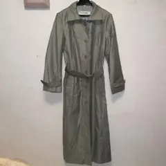 日本製　古着　ヴィンテージ　春　秋　淡色　若草　ロングコート　昭和レトロ　S