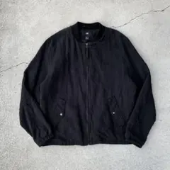 H&M 古着 ブラックリネン MA-1 ジップアップブルゾン 異素材 アーカイブ