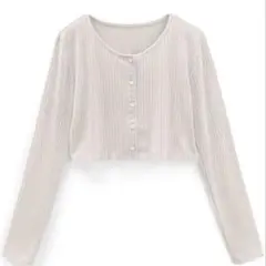 接触冷感クロップド丈リブニットカーディガン dk1404【新品未使用タグ付き】