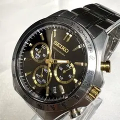 【稼動】 SEIKO セレクション 腕時計 クロノグラフ 黒文字盤 3針 デイト