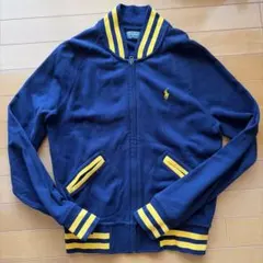 ラルフローレン スタジャン バーシティジャケット ポニー刺繍 ラインリブ 紺 黄